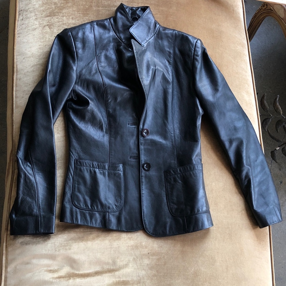 Baby soft genuine Leather blazer Jacket Gently worn Warm Windproof Lined XS/4 S